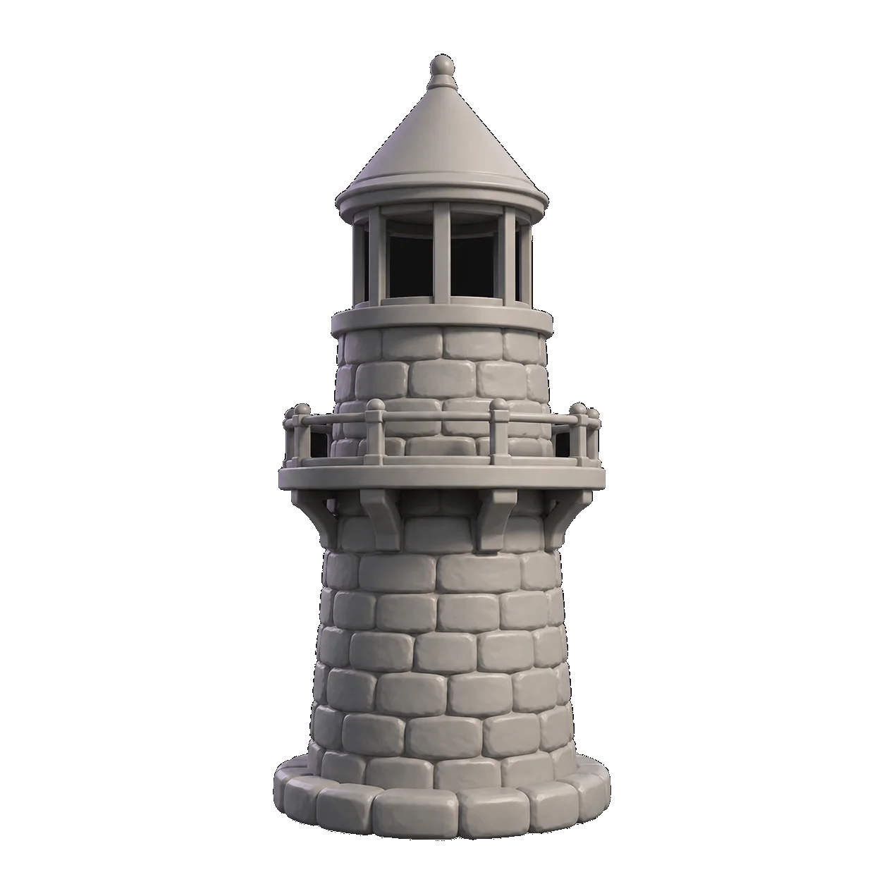Malla de faro en arcilla gris generada con 3D AI Studio a partir de una imagen